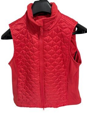 LL Bean Fleece Lined Primaloft Packaway Puffer Vest Vintage Red Women’s Large